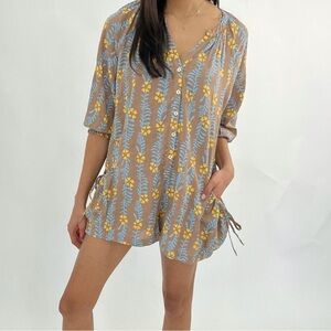 Anthropologie TALULAH‎ Tuscan Button Floral Romper Size Small Pockets